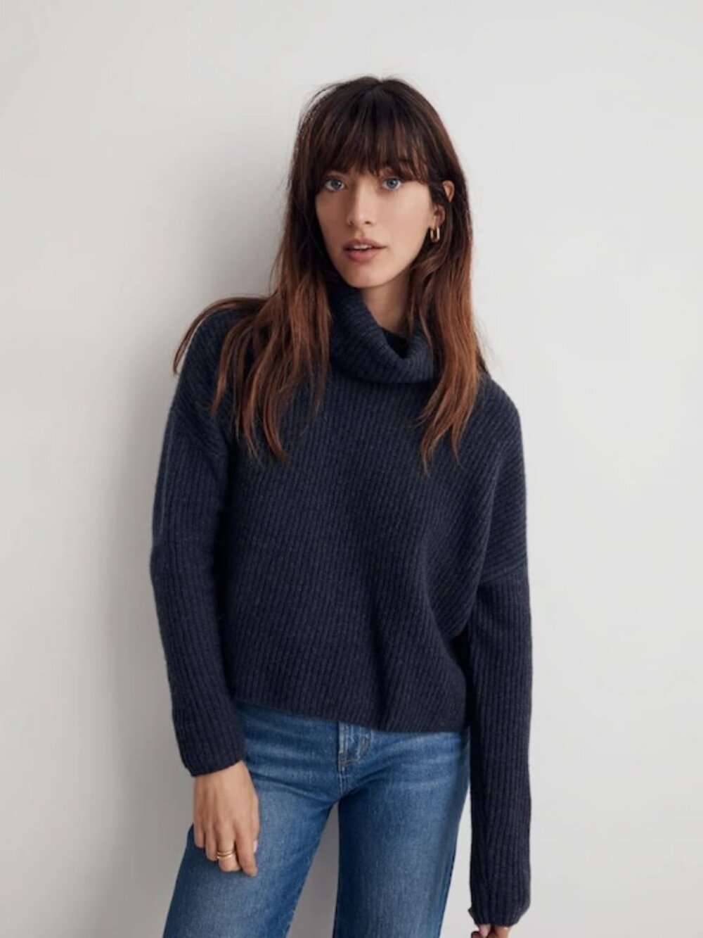 Madewell (Re)sourced Cashmere Turtleneck Sweater - Navy | XS